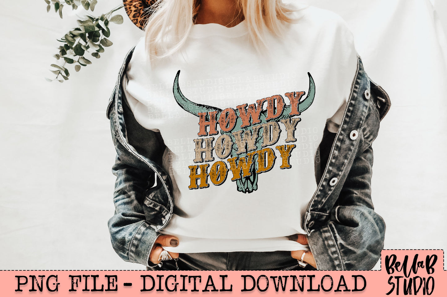Neutral Howdy Longhorn Skull Sublimation Design