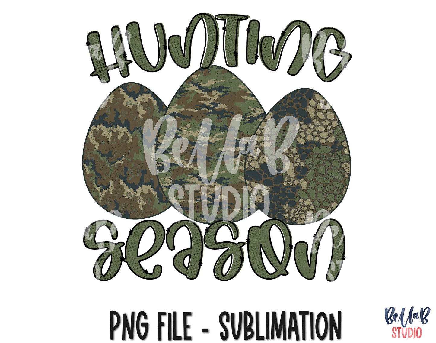 Hunting Season - Camo Easter Eggs Sublimation Design