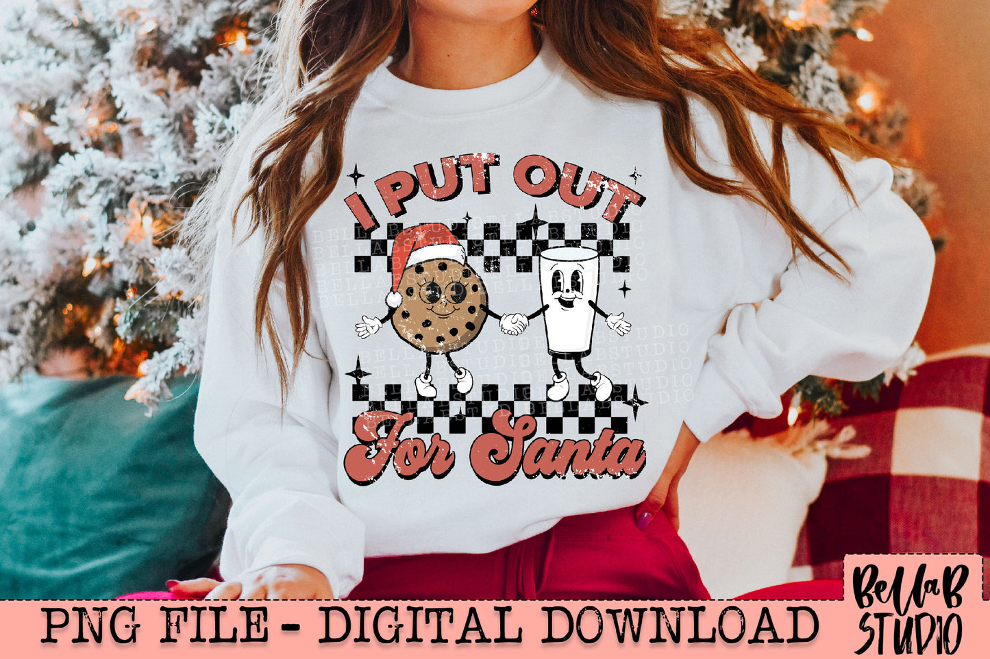 I Put Out For Santa Checker Retro Mascots PNG Design