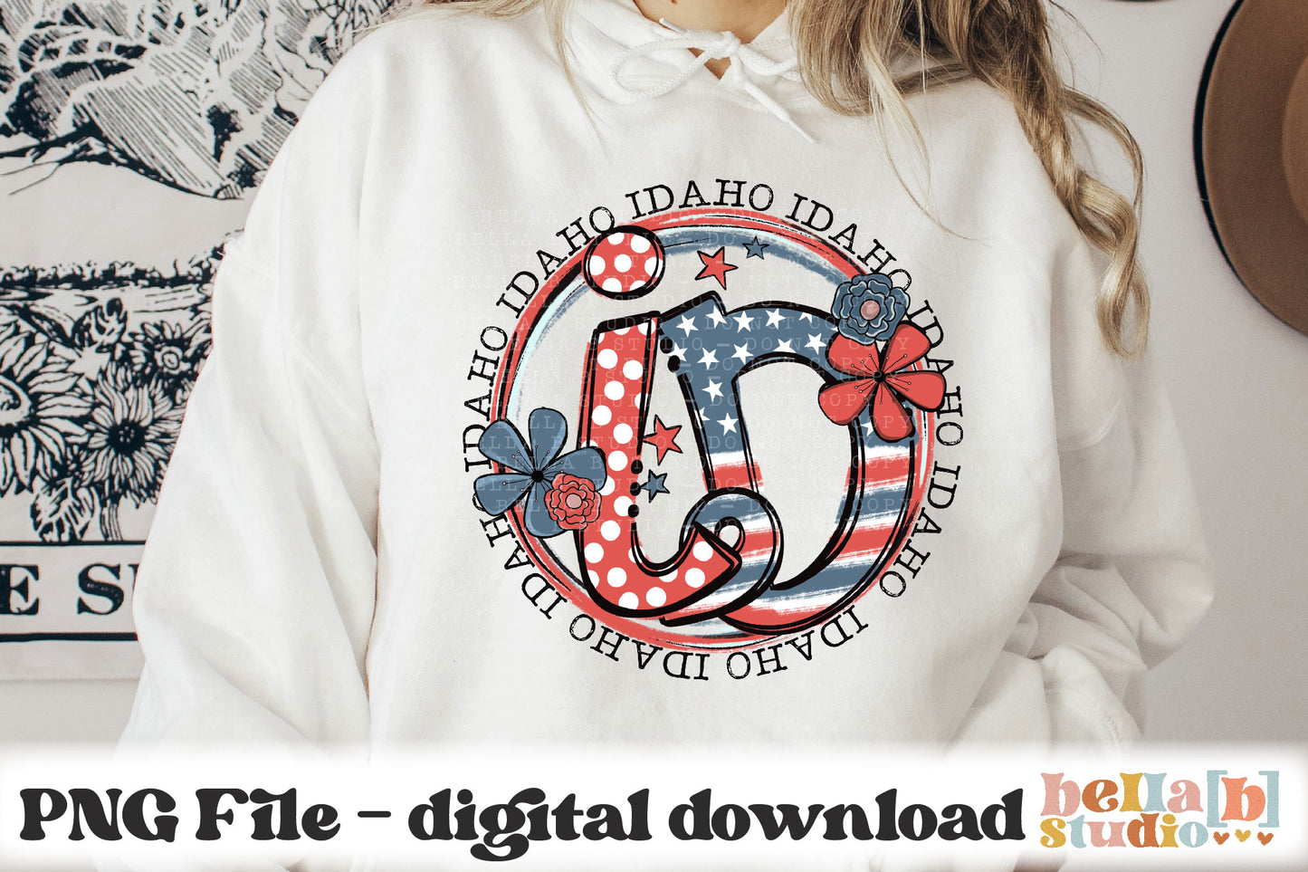 Idaho Retro Flowers PNG Design