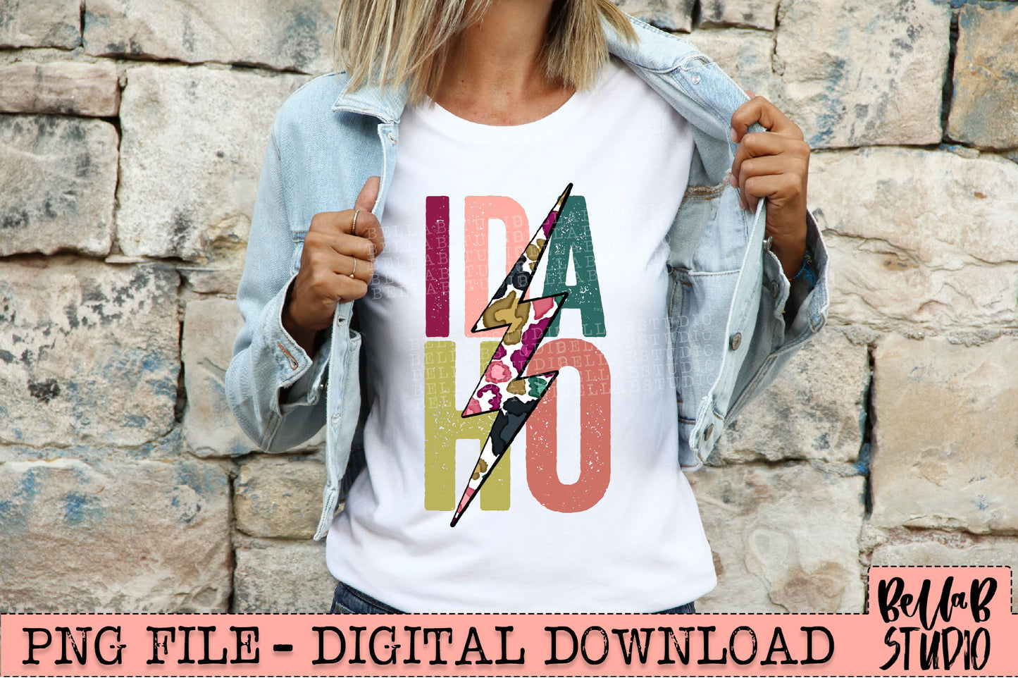 IDAHO Bright Leopard Bolt Sublimation Design