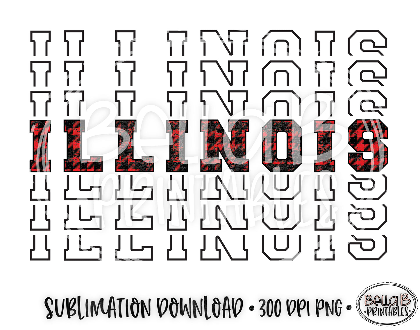 Illinois State Sublimation Design, Mirrored State Design