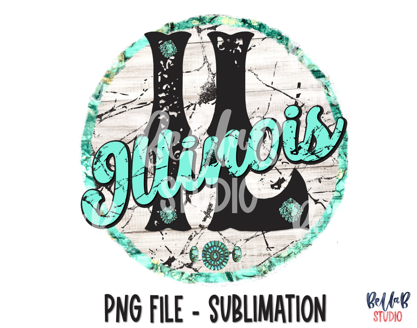 Illinois Turquoise Sublimation Design
