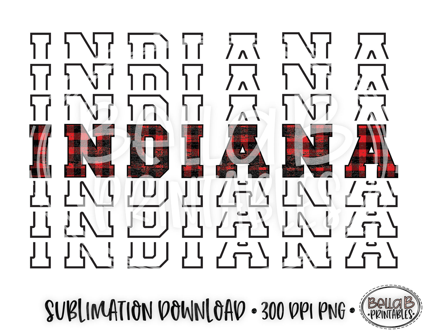 Indiana State Sublimation Design, Mirrored State Design