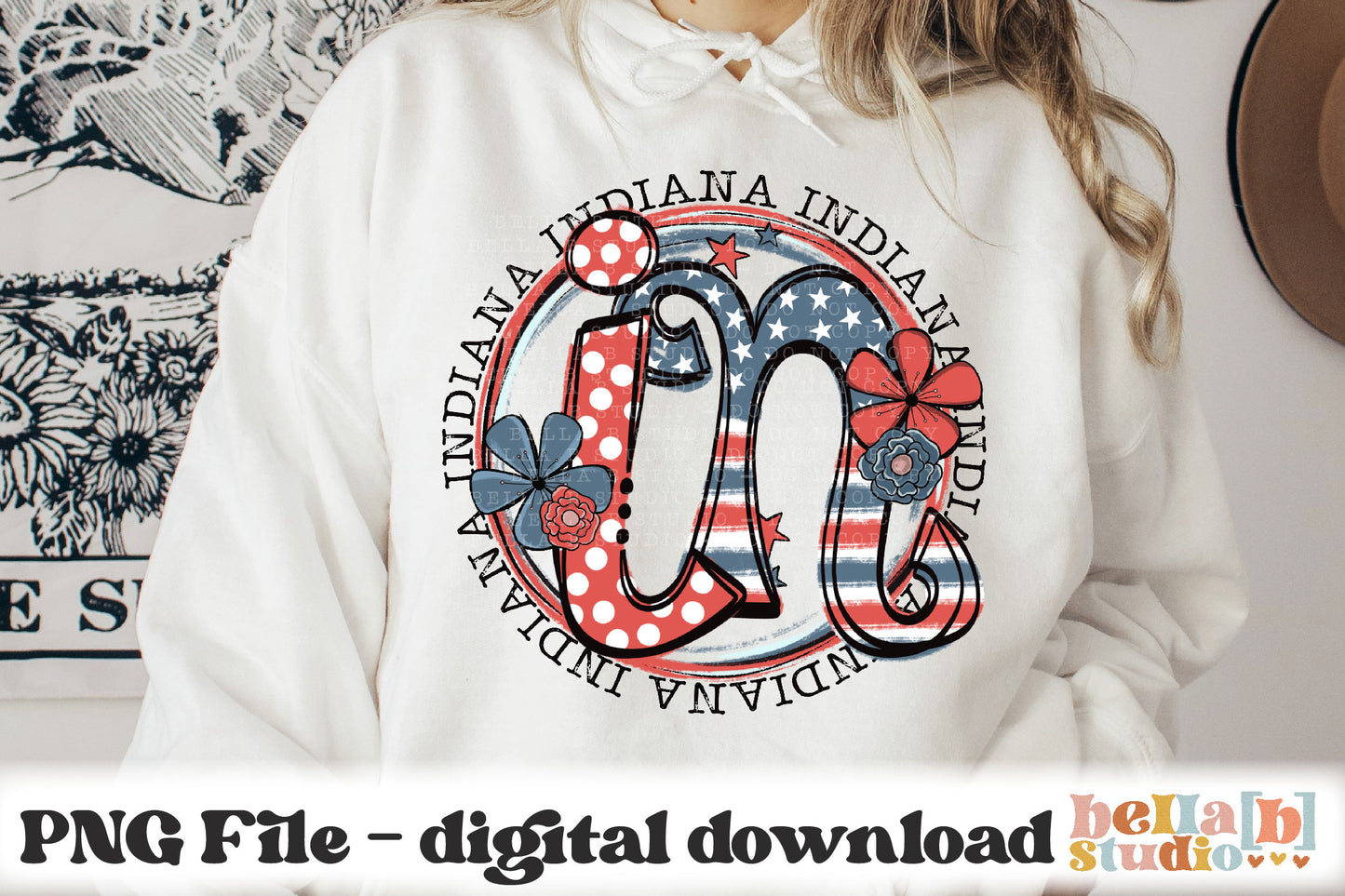 Indiana Retro Flowers PNG Design