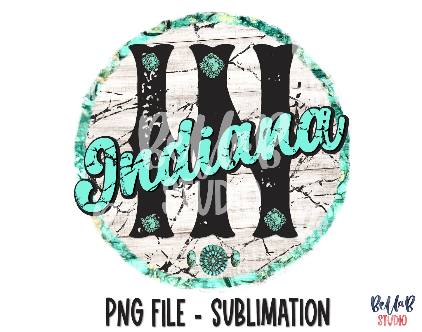 Indiana Turquoise Sublimation Design
