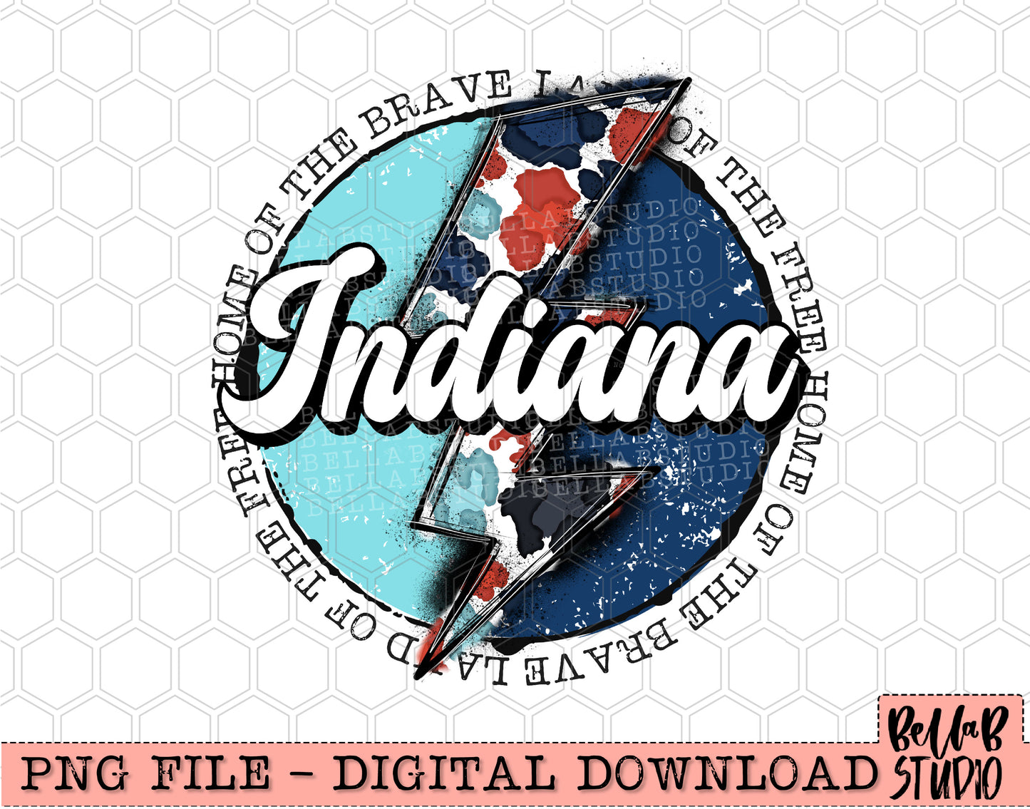 INDIANA Patriotic Bolt PNG Design