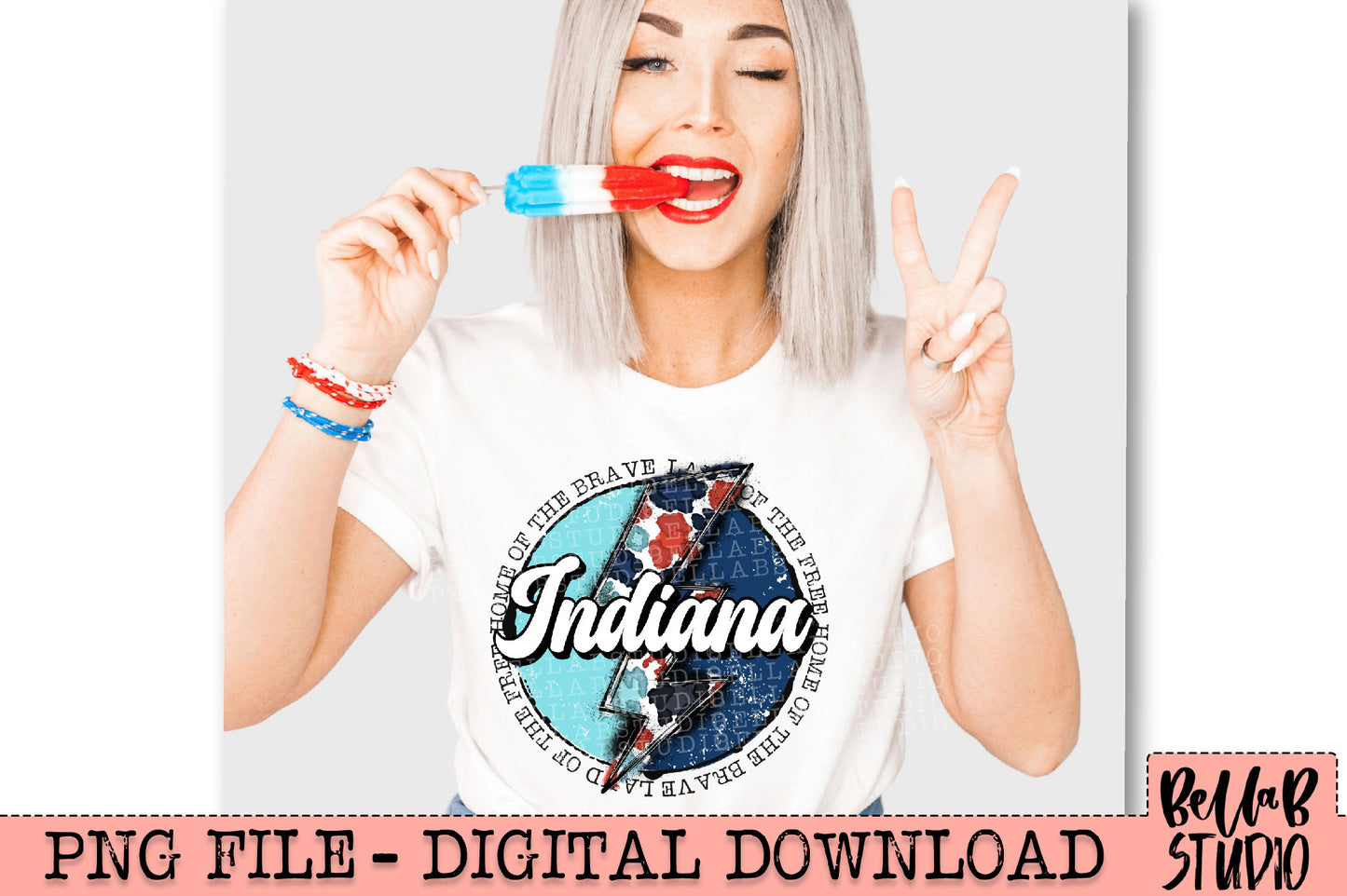 INDIANA Patriotic Bolt PNG Design
