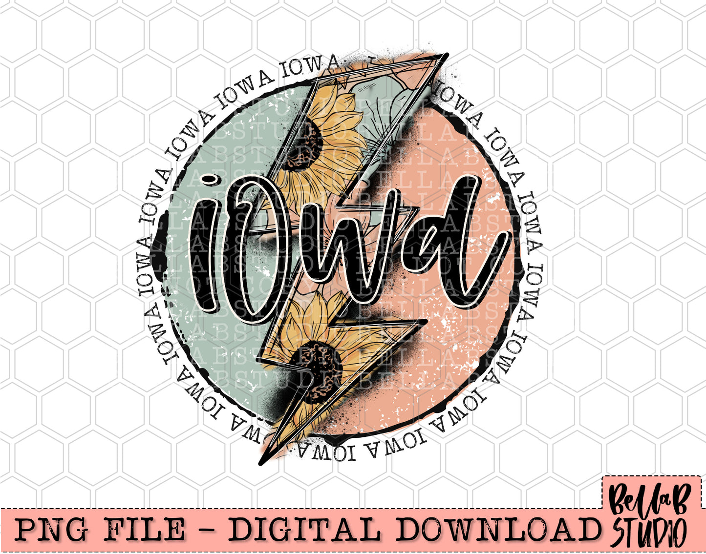 IOWA Sunflower Bolt PNG Design