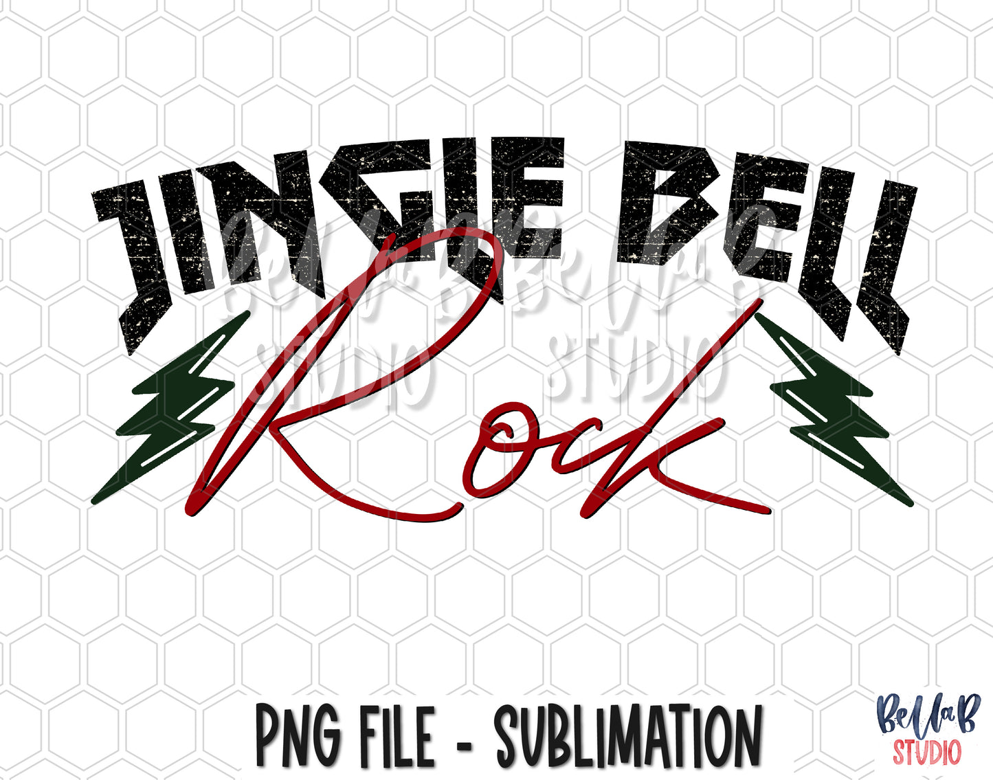 Jingle Bell Rock Lightning Bolts Sublimation Design