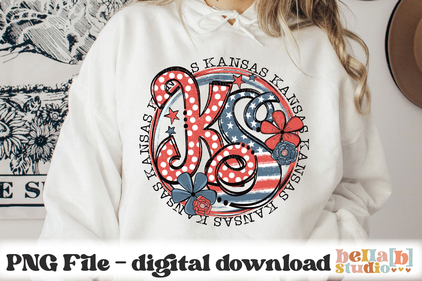 Kansas Retro Flowers PNG Design