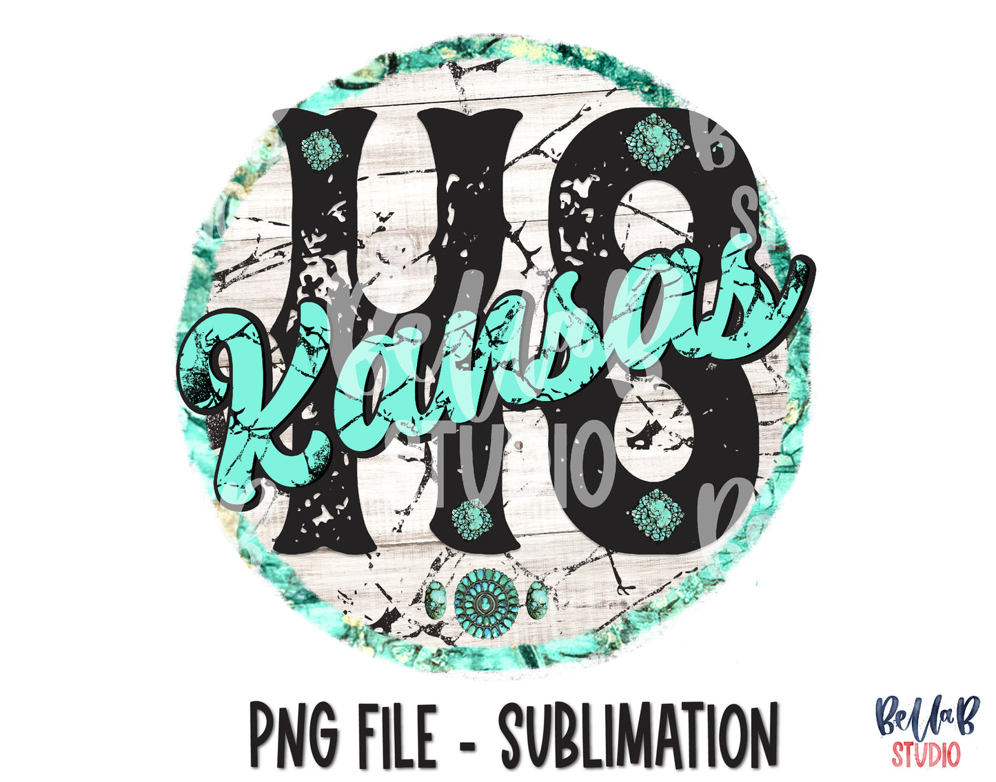 Kansas Turquoise Sublimation Design