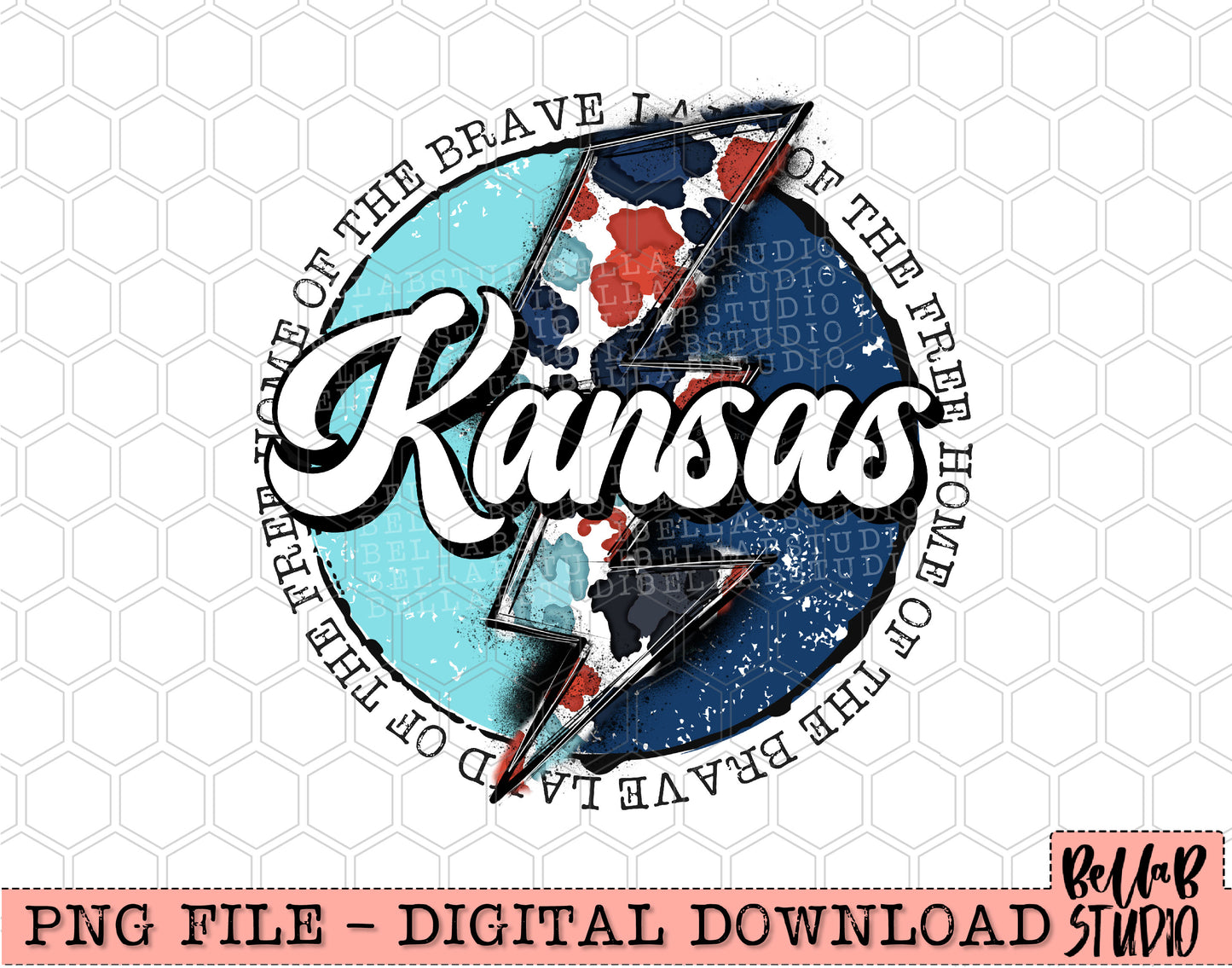 KANSAS Patriotic Bolt PNG Design