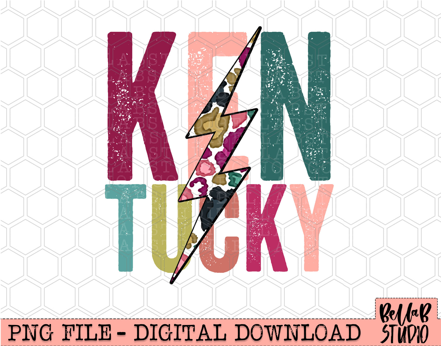 KENTUCKY Bright Leopard Bolt Sublimation Design