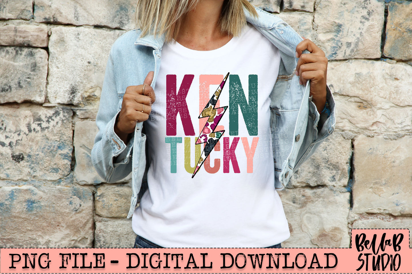 KENTUCKY Bright Leopard Bolt Sublimation Design