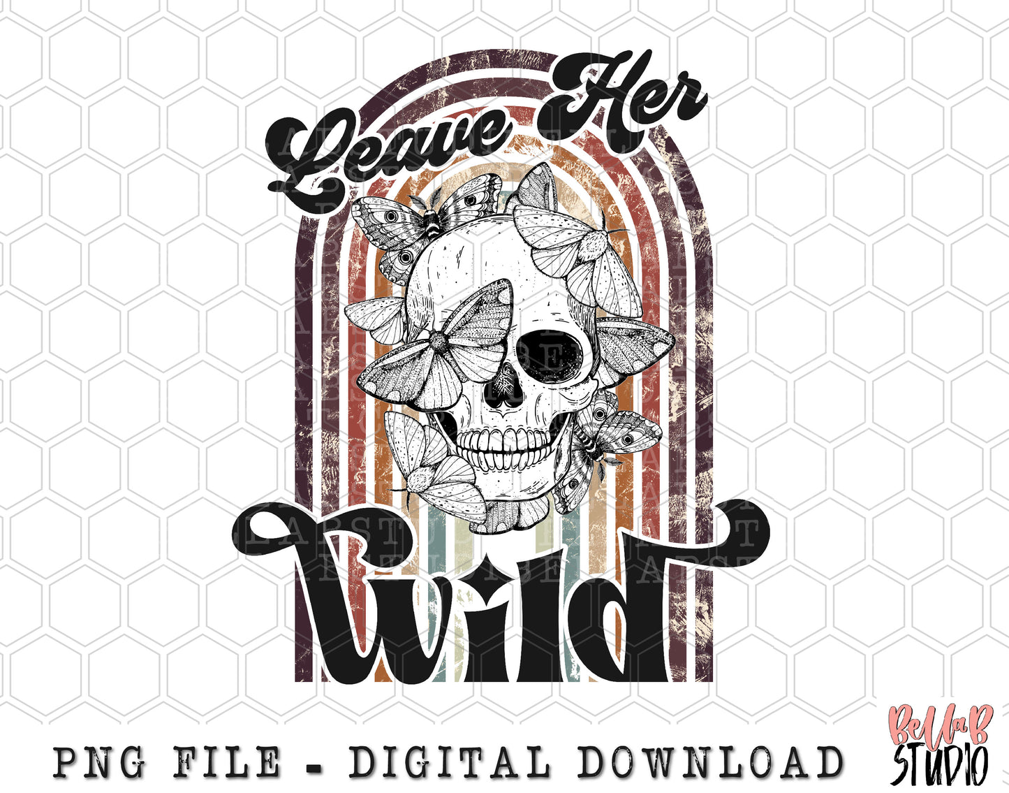 Leave Her Wild Skull With Butterflies PNG Sublimation Design