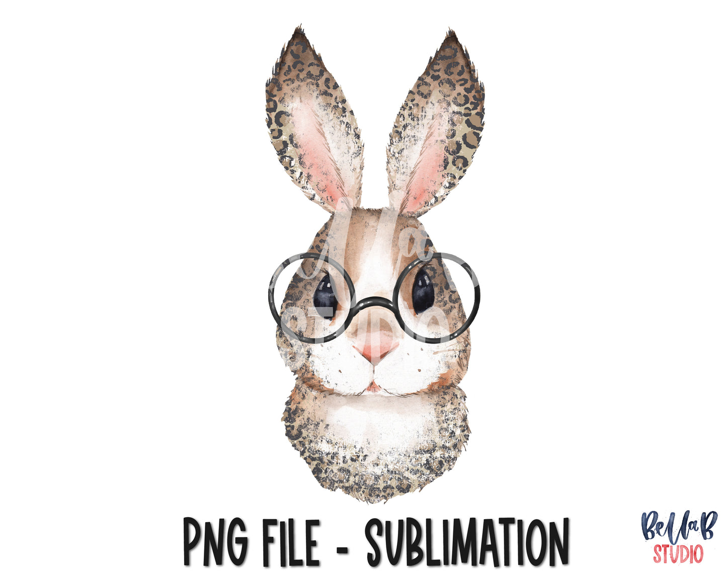 Leopard Bunny with Glasses Sublimation Design