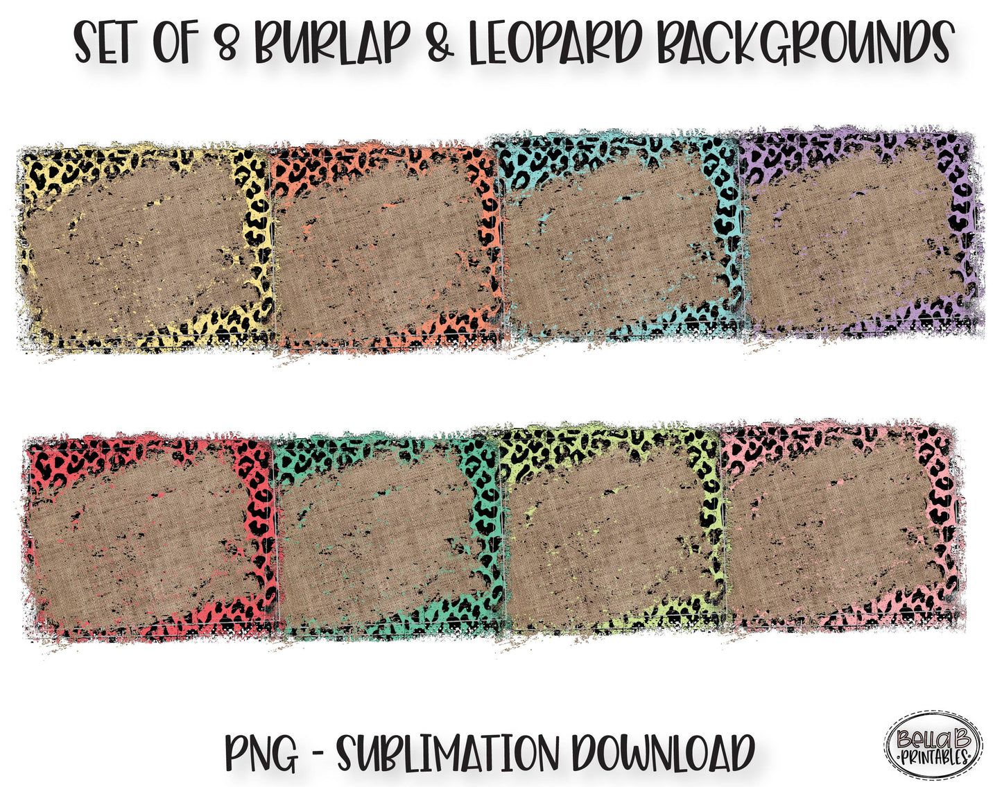 Burlap and Leopard Print Sublimation Background Bundle, Backsplash