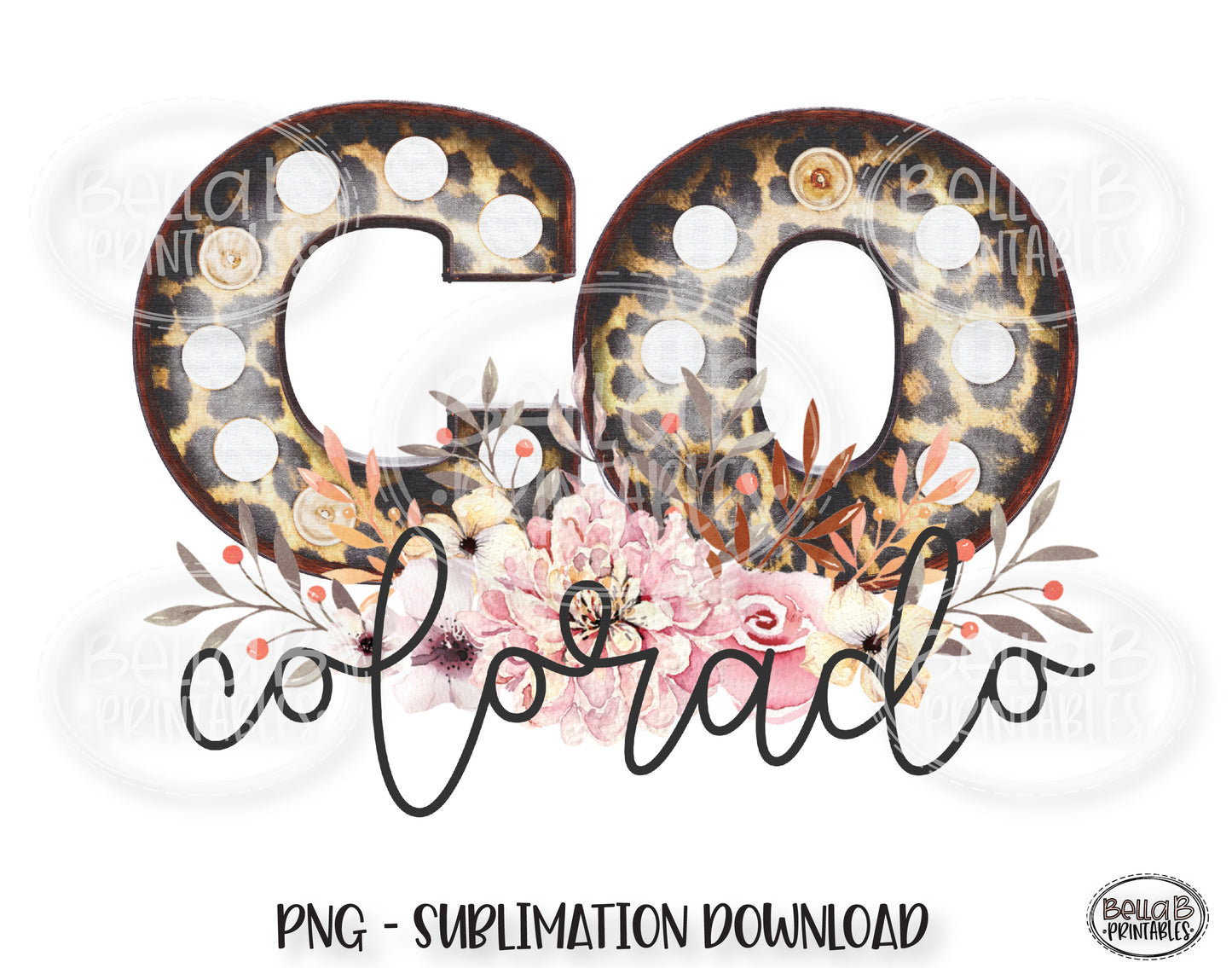 Colorado State Sublimation Design, Leopard Print Marquee