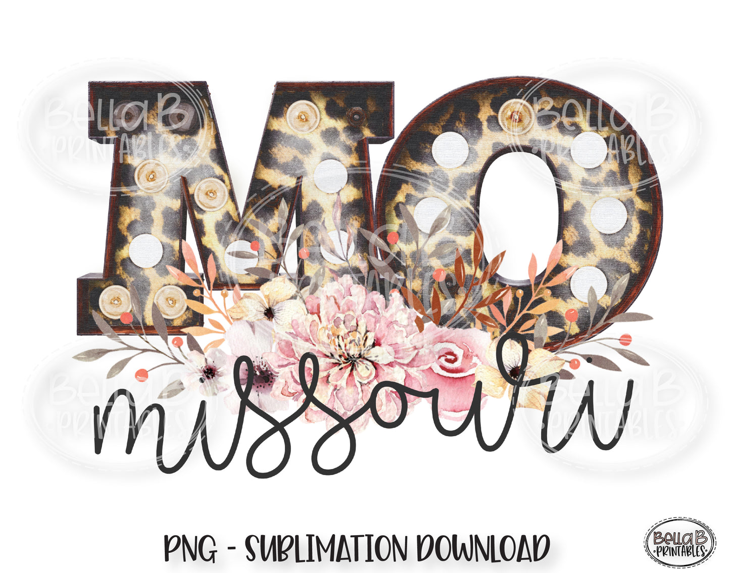 Missouri State Sublimation Design, Leopard Print Marquee