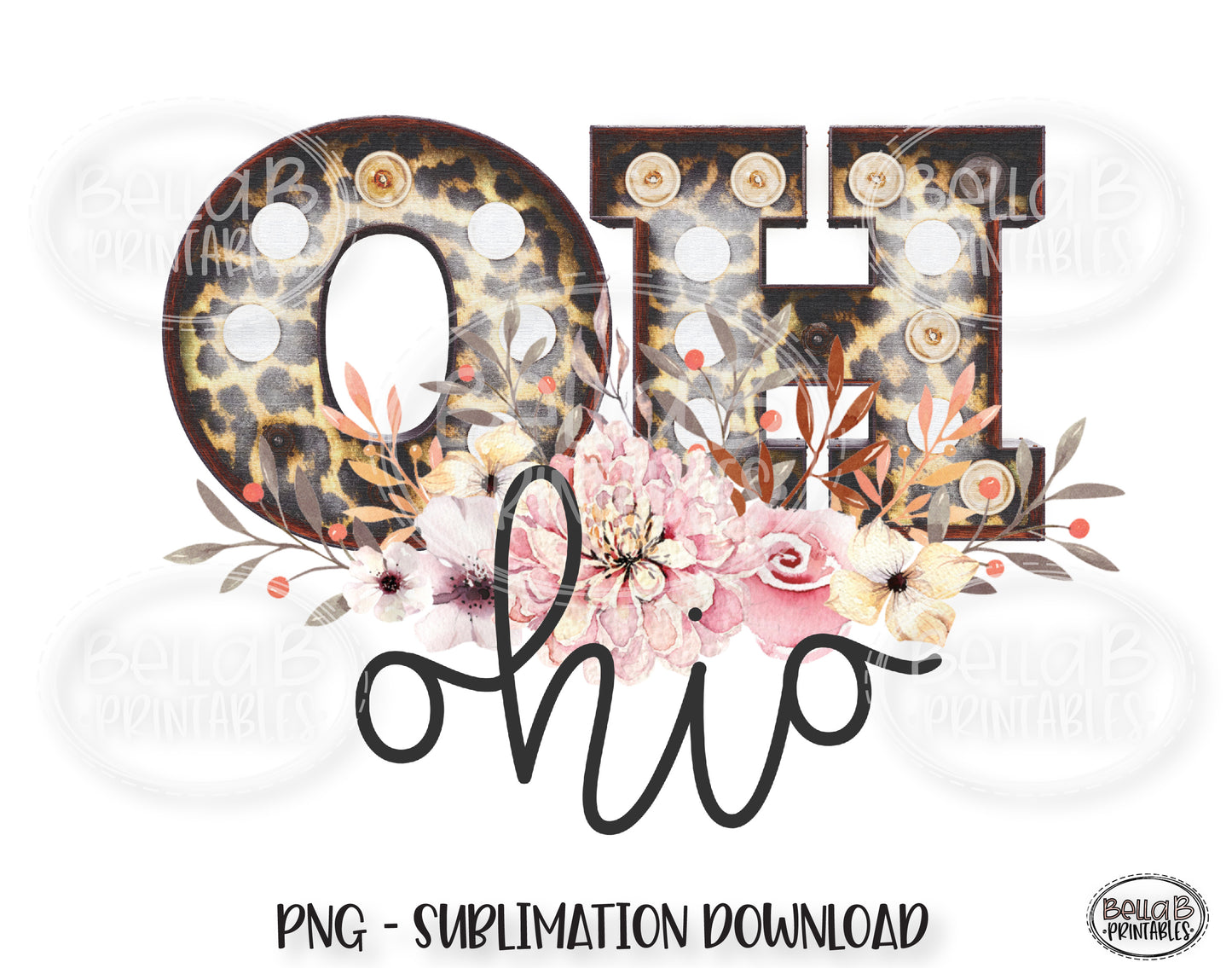 Ohio State Sublimation Design, Leopard Print Marquee
