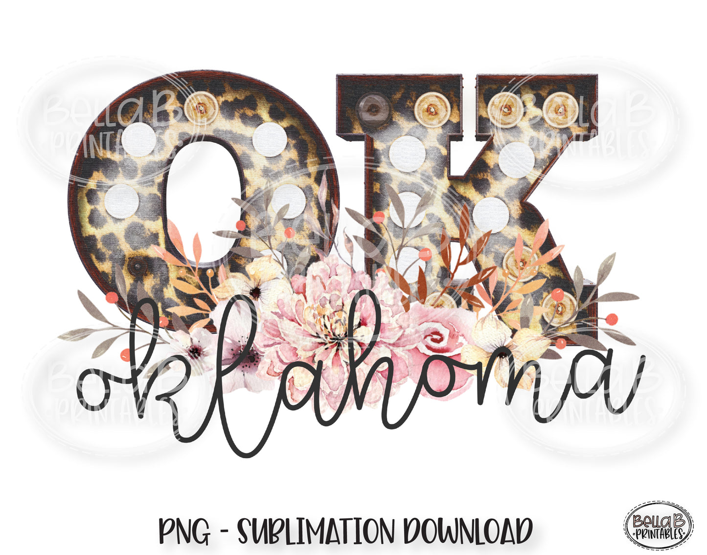 Oklahoma State Sublimation Design, Leopard Print Marquee