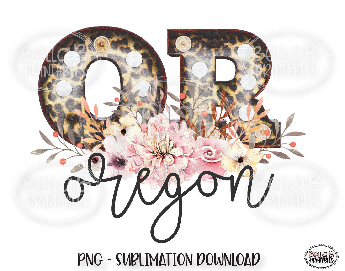 Oregon State Sublimation Design, Leopard Print Marquee