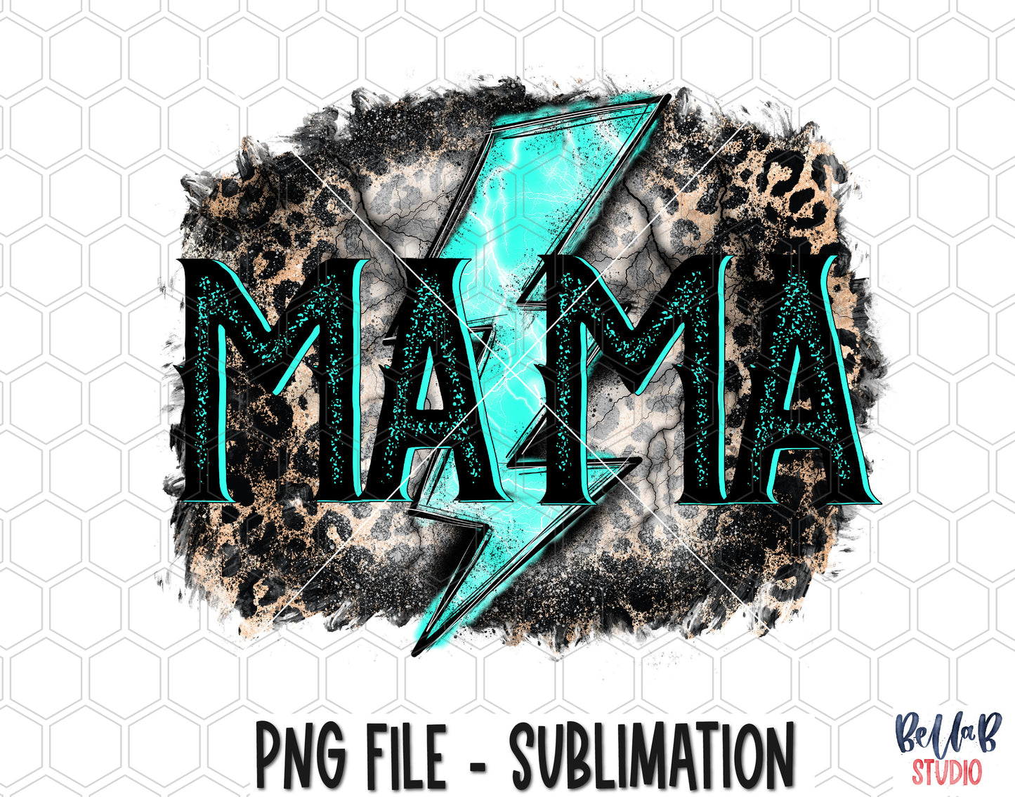 Turquoise Lightning Bolt Mama Sublimation Design