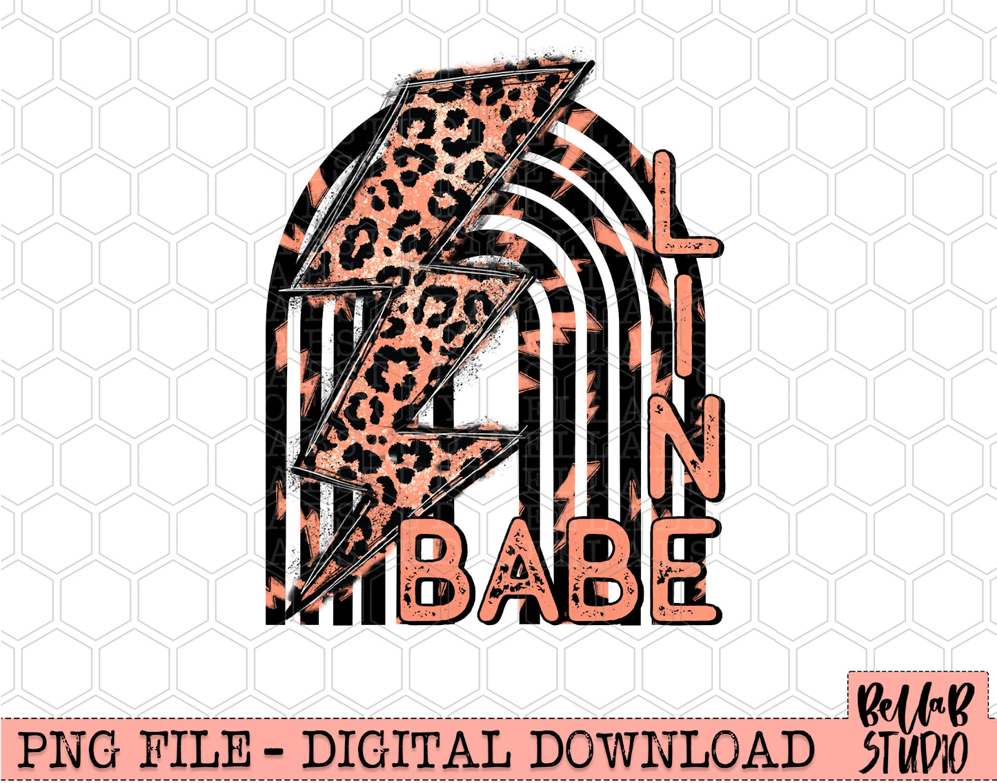 Line Babe Retro Rainbow Lightning Bolts Sublimation Design