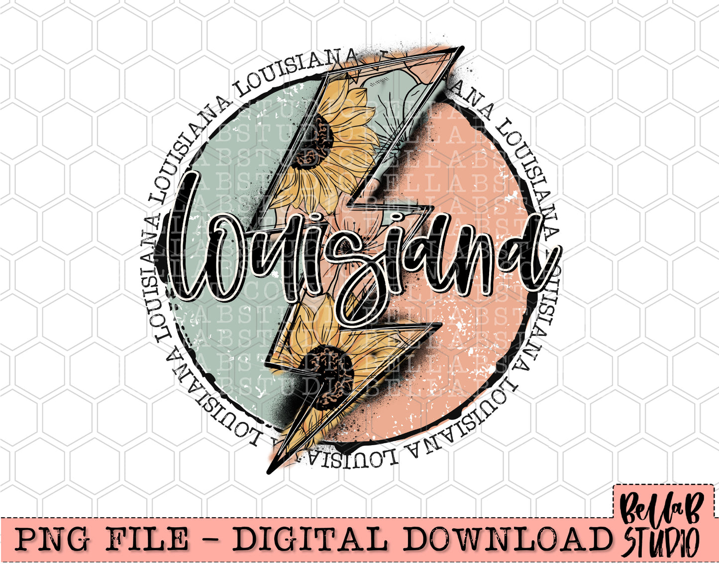 LOUISIANA Sunflower Bolt PNG Design