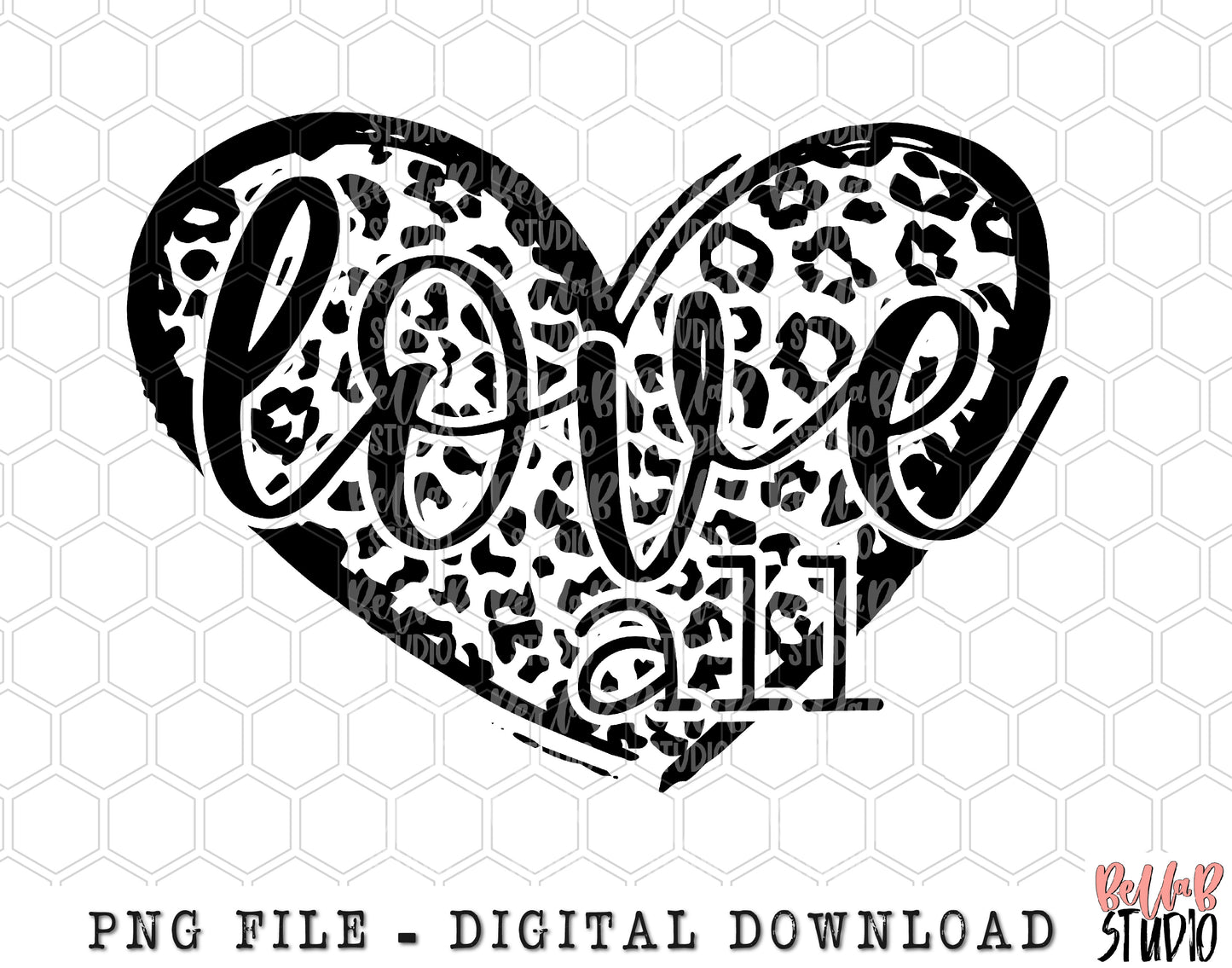 Love all Leopard Heart PNG Sublimation Design