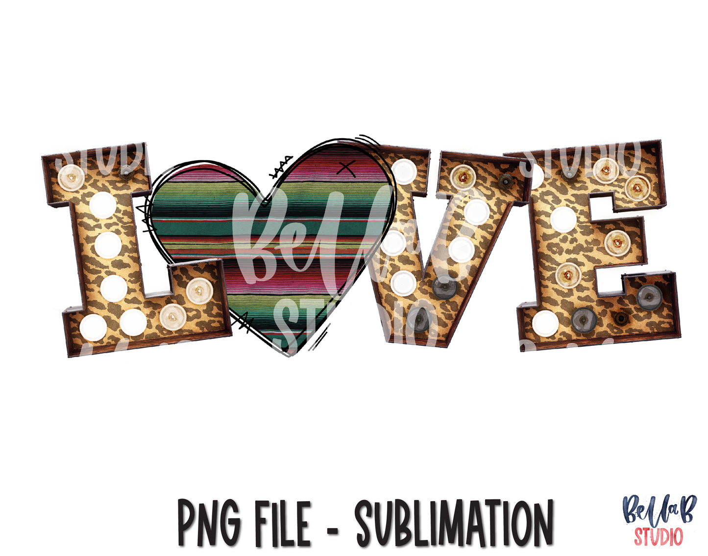 Leopard Serape LOVE Sublimation Design