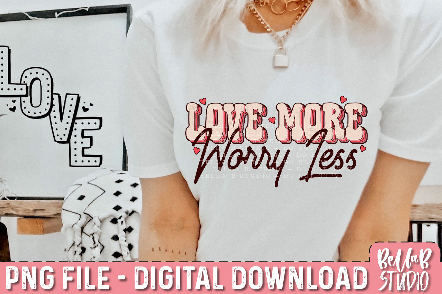 Western Love More Worry Less PNG Sublimation Design