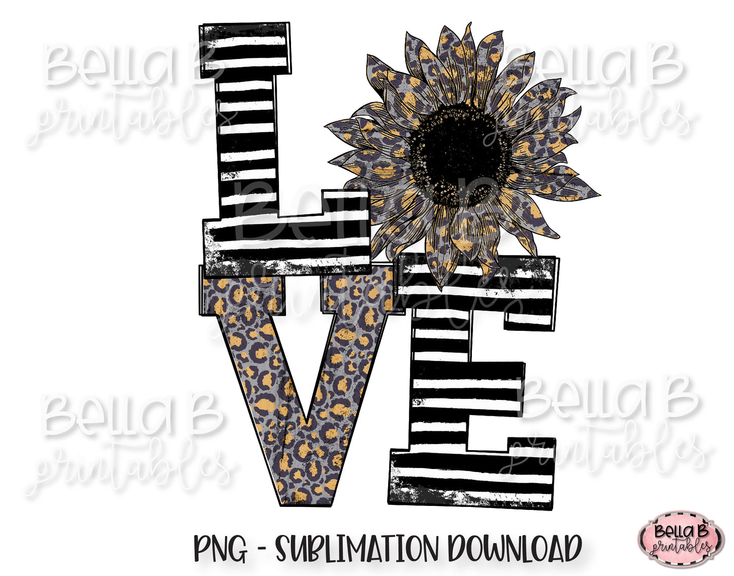 Leopard Love Sunflower Sublimation Design