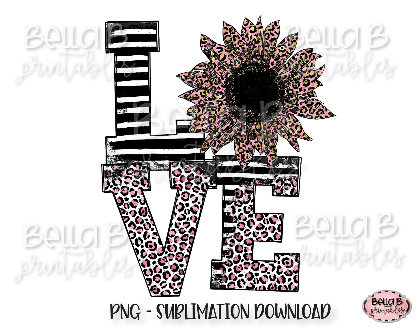 Leopard Love Sunflower Sublimation Design