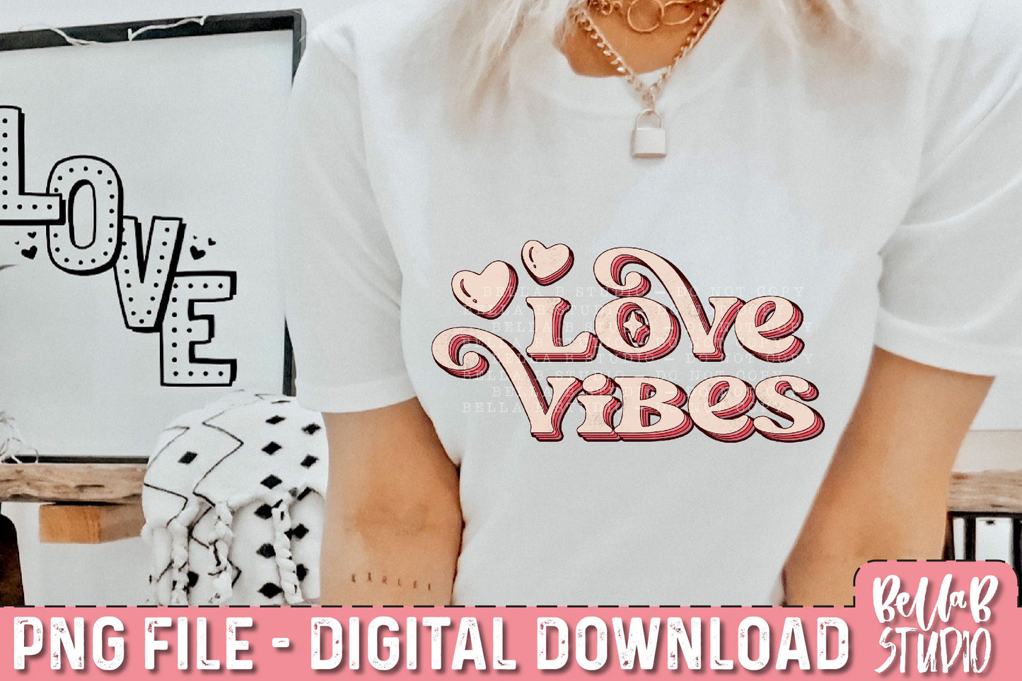 Retro Love Vibes PNG Sublimation Design