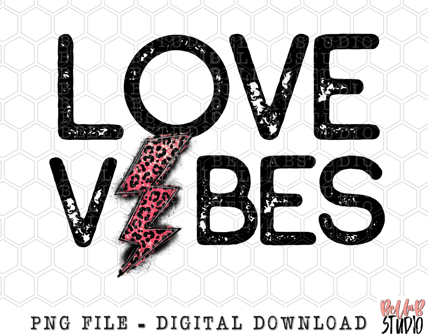 Love Vibes Lightning Bolt PNG Sublimation Design