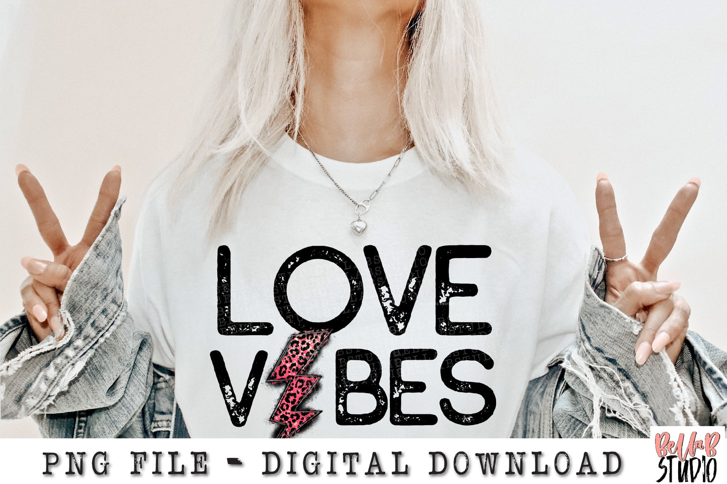 Love Vibes Lightning Bolt PNG Sublimation Design