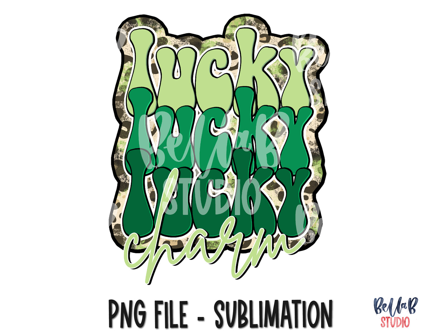 Leopard Retro Lucky Charm Sublimation Design