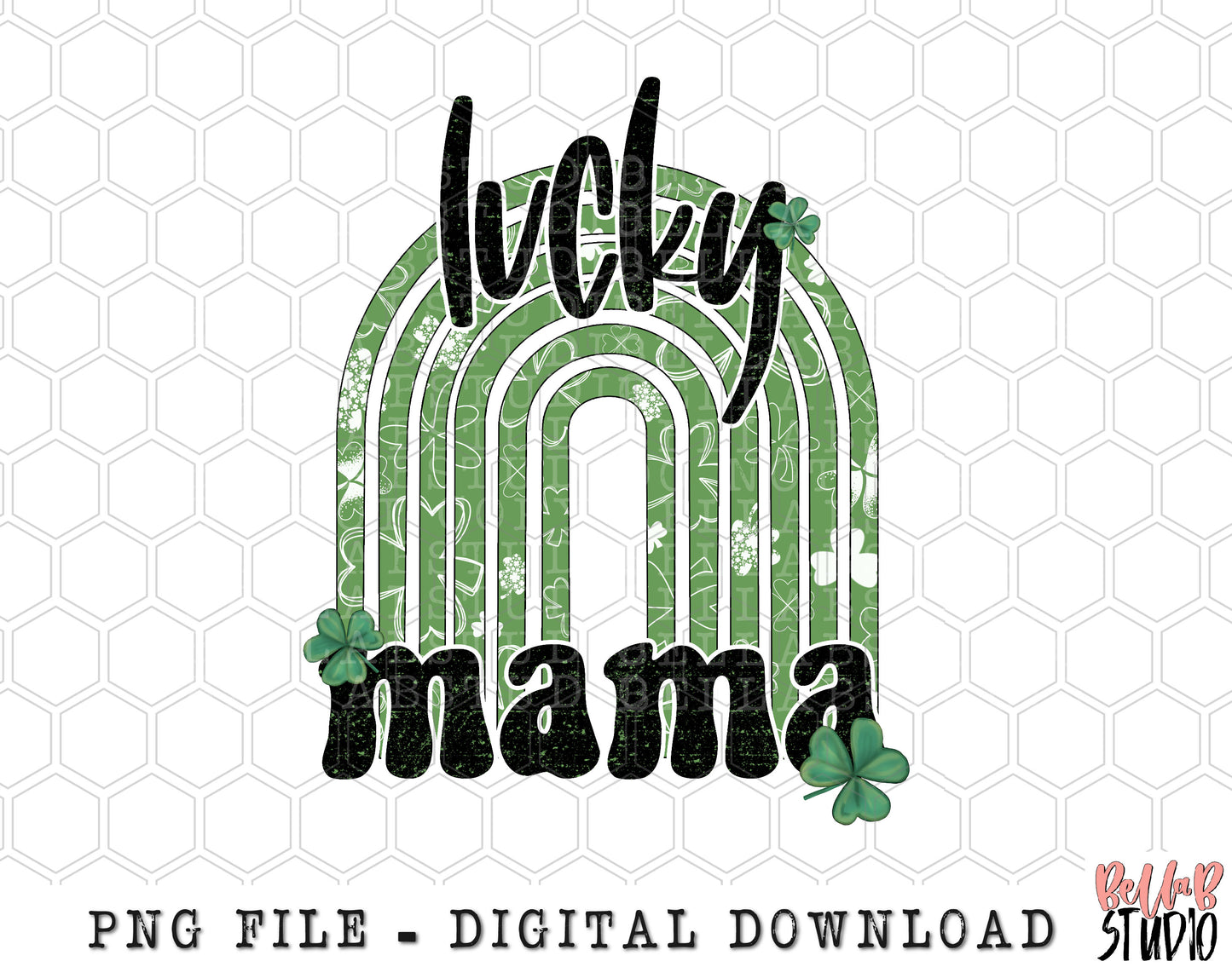 Lucky Mama Retro Rainbow PNG Sublimation Design