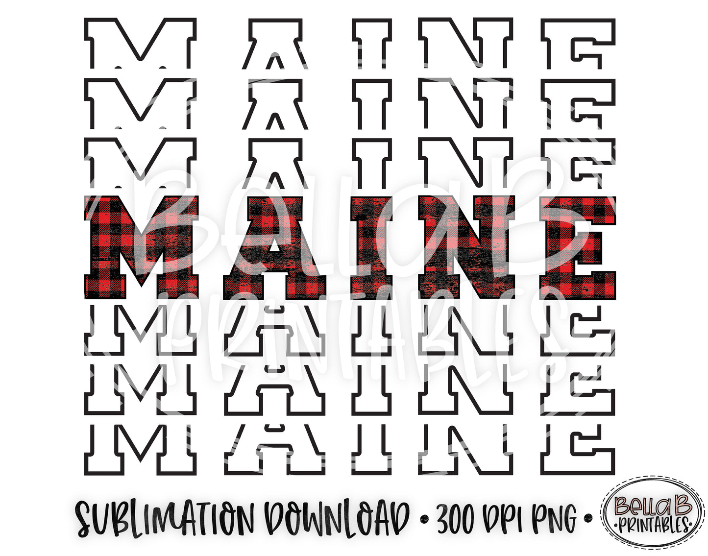 Maine State Sublimation Design, Mirrored State Design