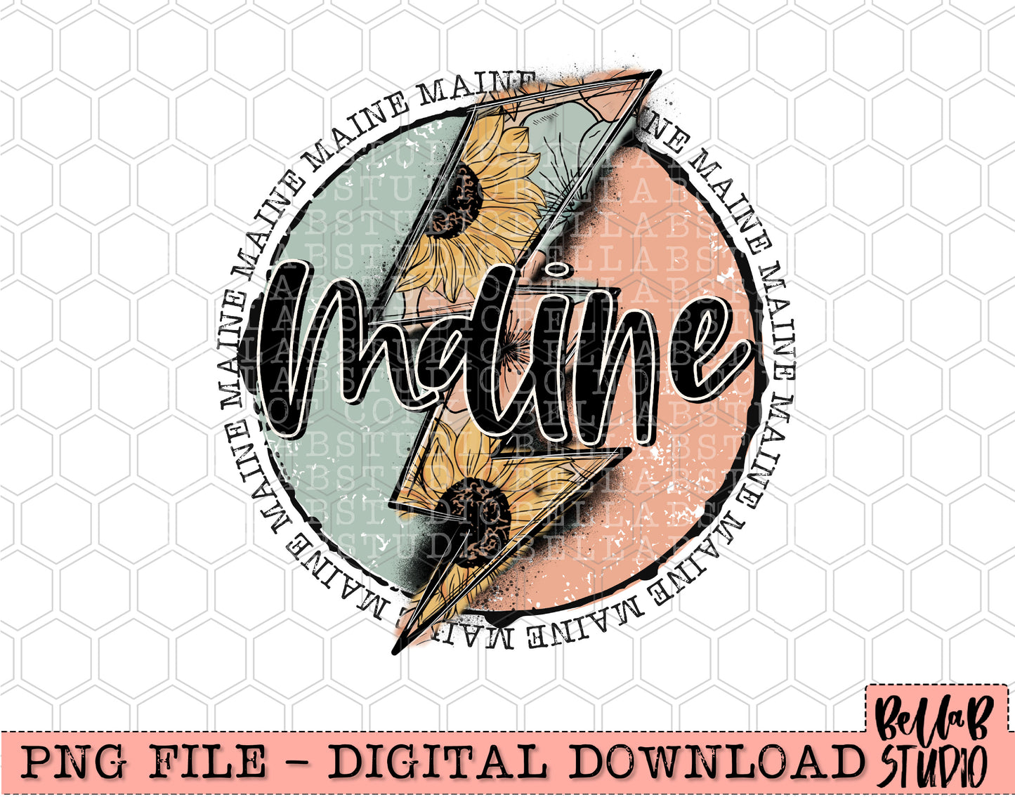 MAINE Sunflower Bolt PNG Design