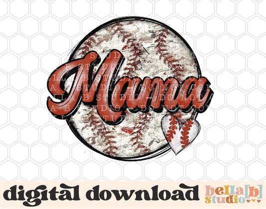 Mama Baseball Grunge PNG Design