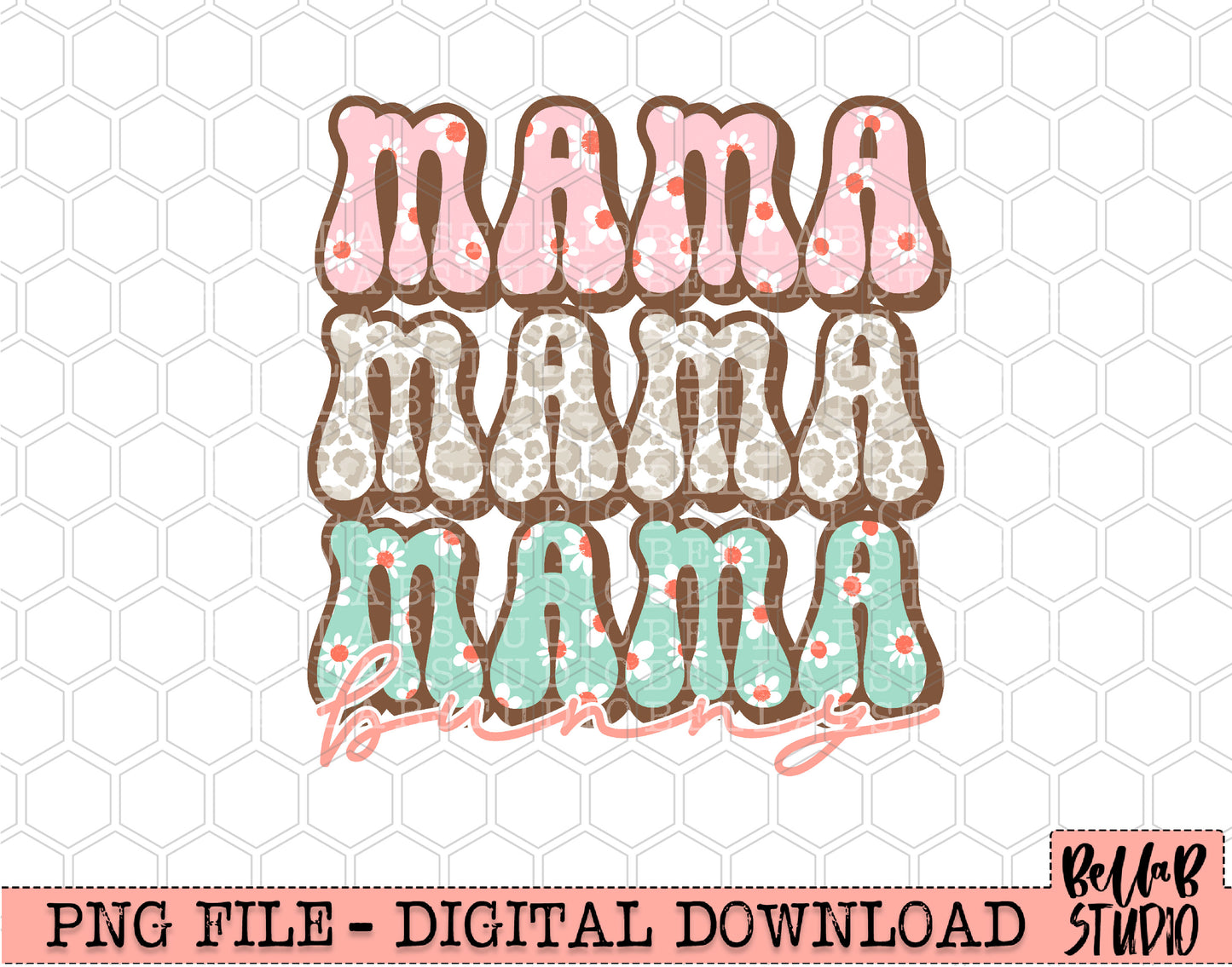 Retro Mama Bunny PNG Sublimation Design
