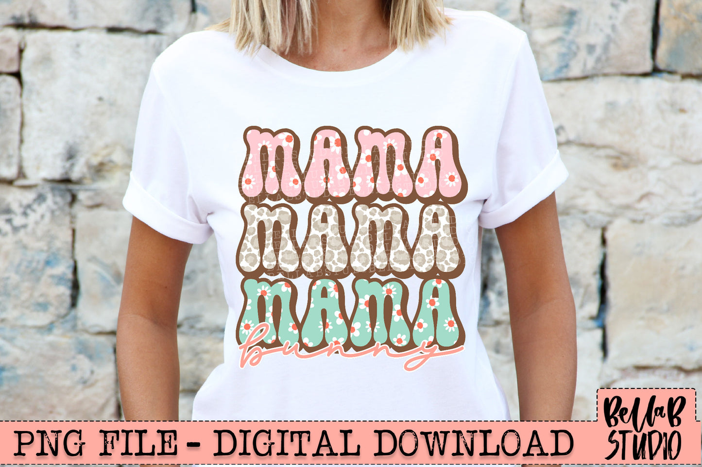 Retro Mama Bunny PNG Sublimation Design
