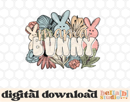 Mama Bunny Floral PNG Sublimation Design