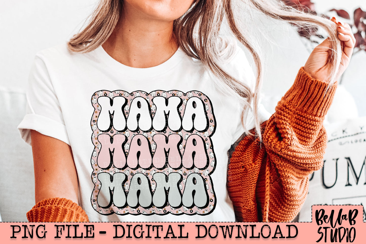 Cute Boho Ghosts Mama PNG Design