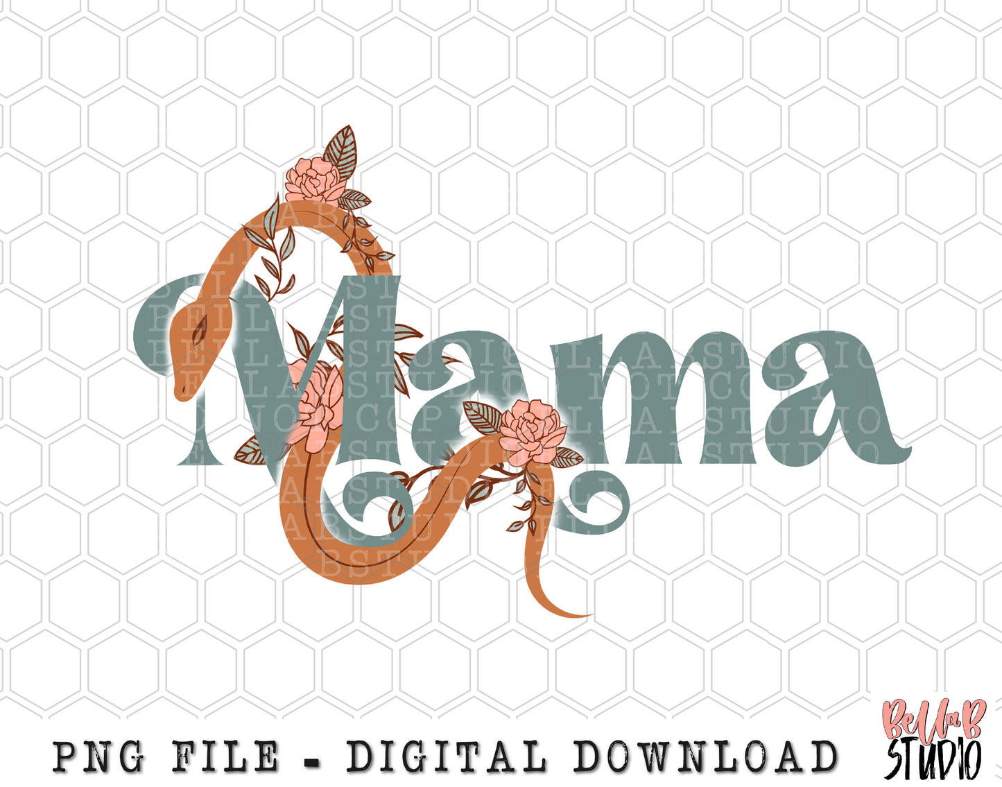 Mama Floral Snake PNG Sublimation Design