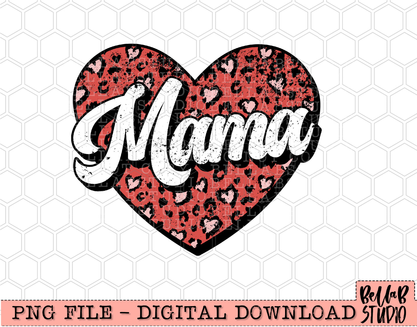 Mama Leopard Heart PNG Sublimation Design