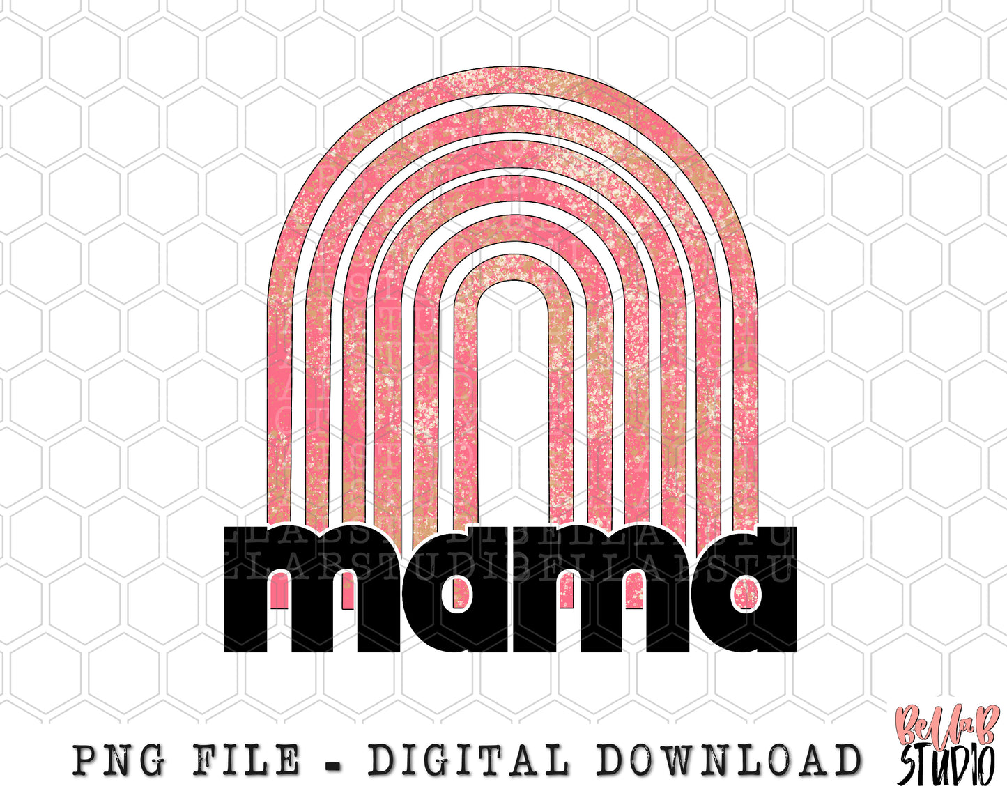 Mama Retro Rainbow PNG Sublimation Design